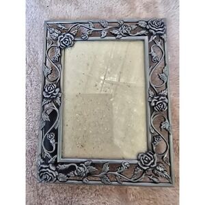 Decorel Rose Vine Metal Picture Frame Pewter Silver Tone 3x4 Vintage Style